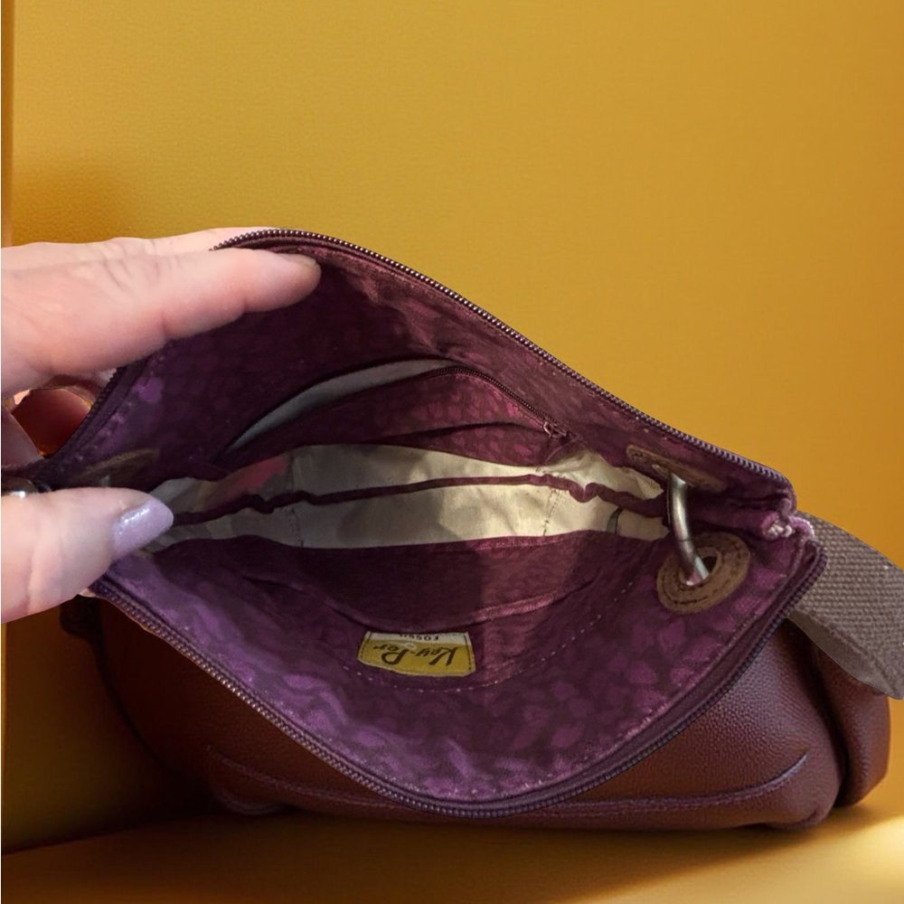 Fossil Multicolor Crossbody Bag with Purple and Brown Accents - Picture 12 of 15
